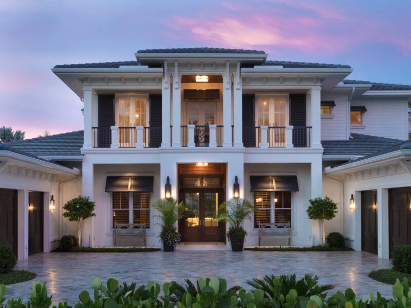 Vibrant Sunset provides bright backsplash for beautiful Florida home