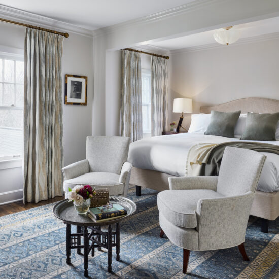 The Wickwood Inn, Junior Suite containing SHIIR Rug, Cowtan and Tout, and Alt for Living.